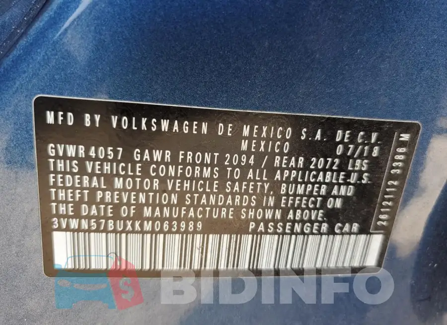 3VWN57BUXKM063989 Photo# 12