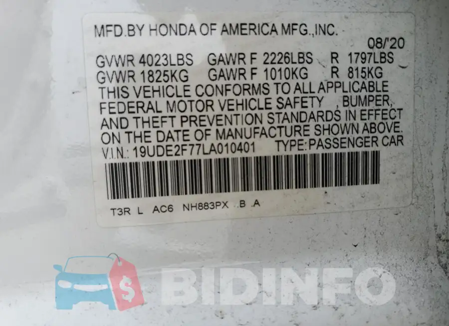 19UDE2F77LA010401 Photo# 13
