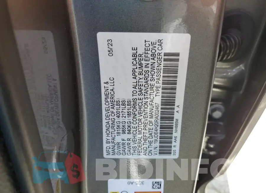 19UDE4H20RA002467 Photo# 12