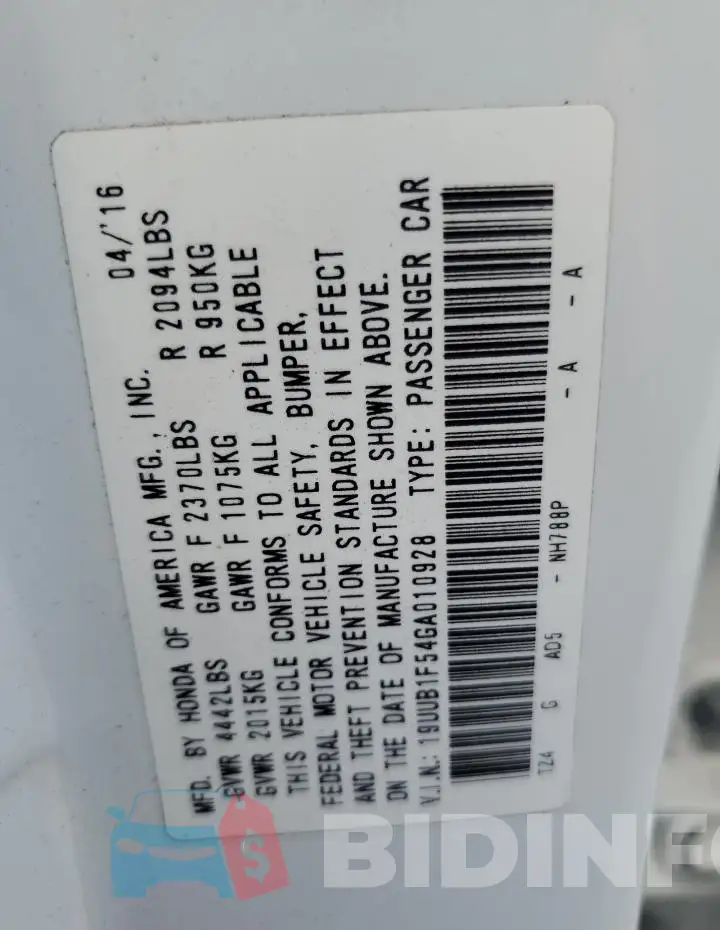 19UUB1F54GA010928 Photo# 12