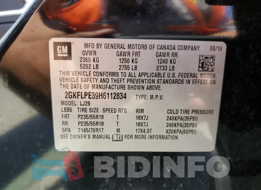 2GKFLPE39H6112834 Photo# 13
