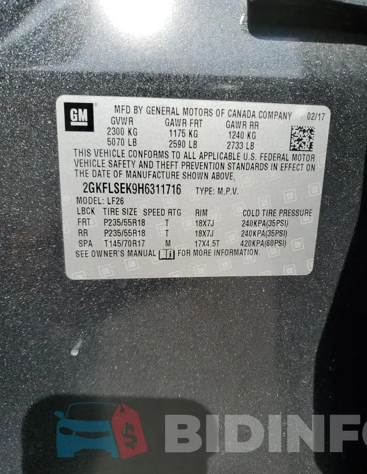 2GKFLSEK9H6311716 Photo# 14