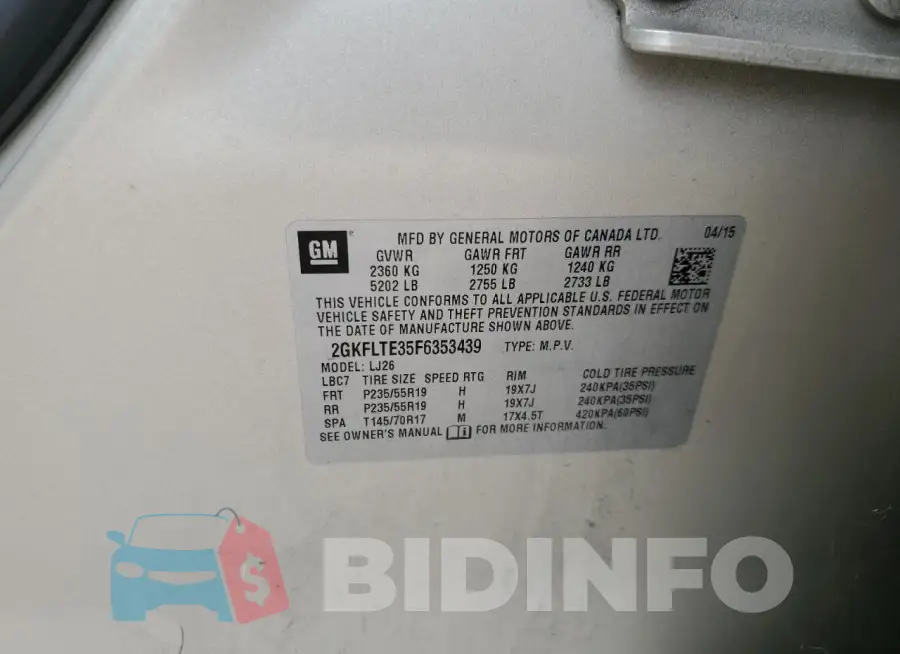 2GKFLTE35F6353439 Photo# 12