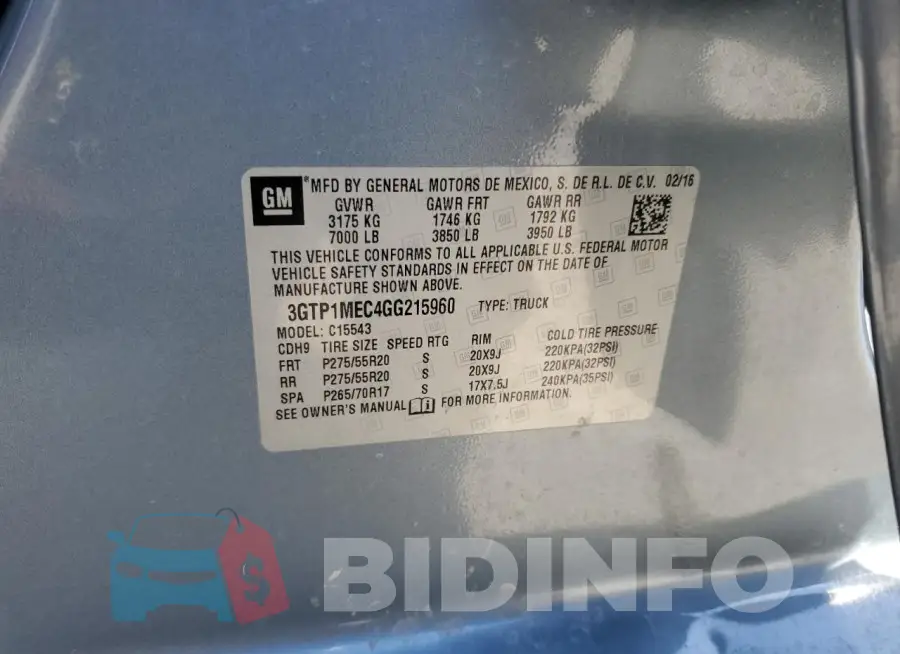 3GTP1MEC4GG215960 Photo# 12