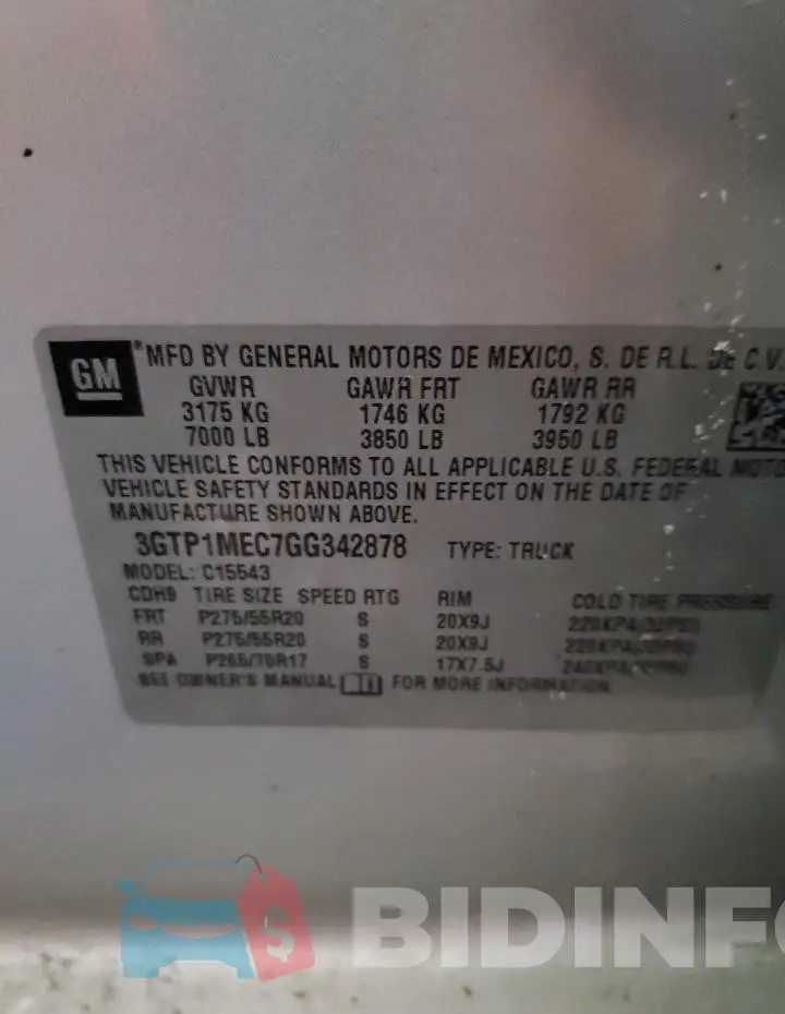 3GTP1MEC7GG342878 Photo# 12