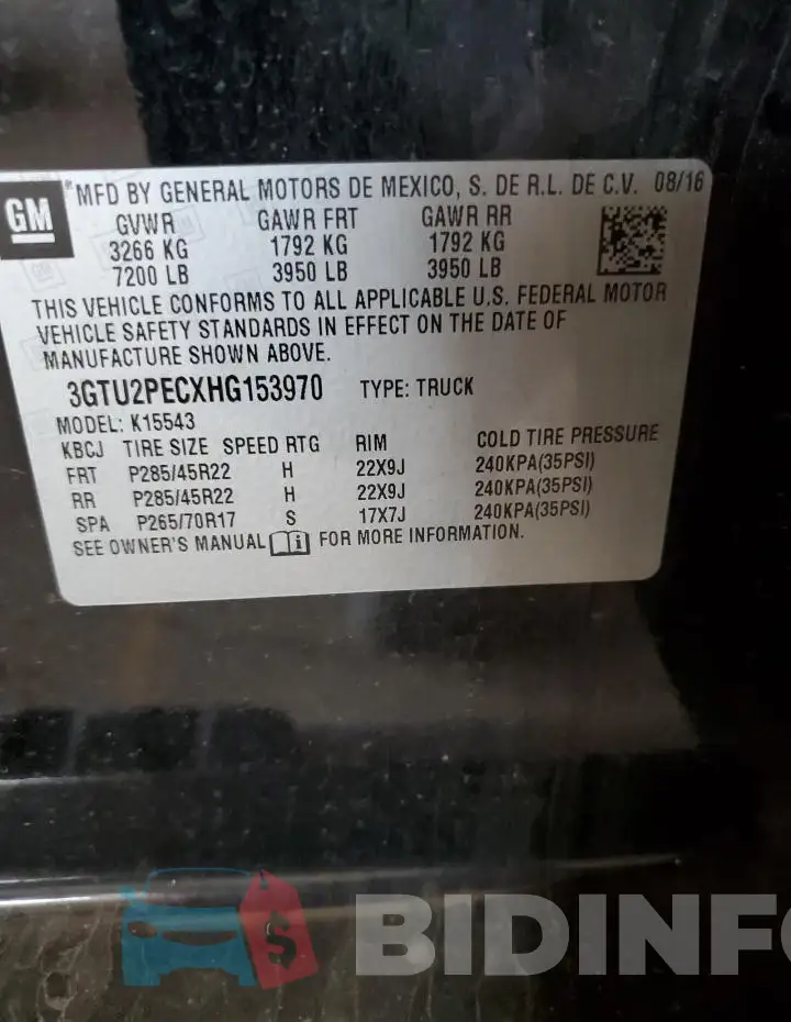 3GTU2PECXHG153970 Photo# 12