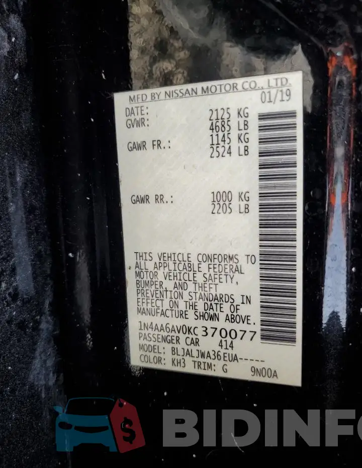 1N4AA6AV0KC370077 Photo# 13