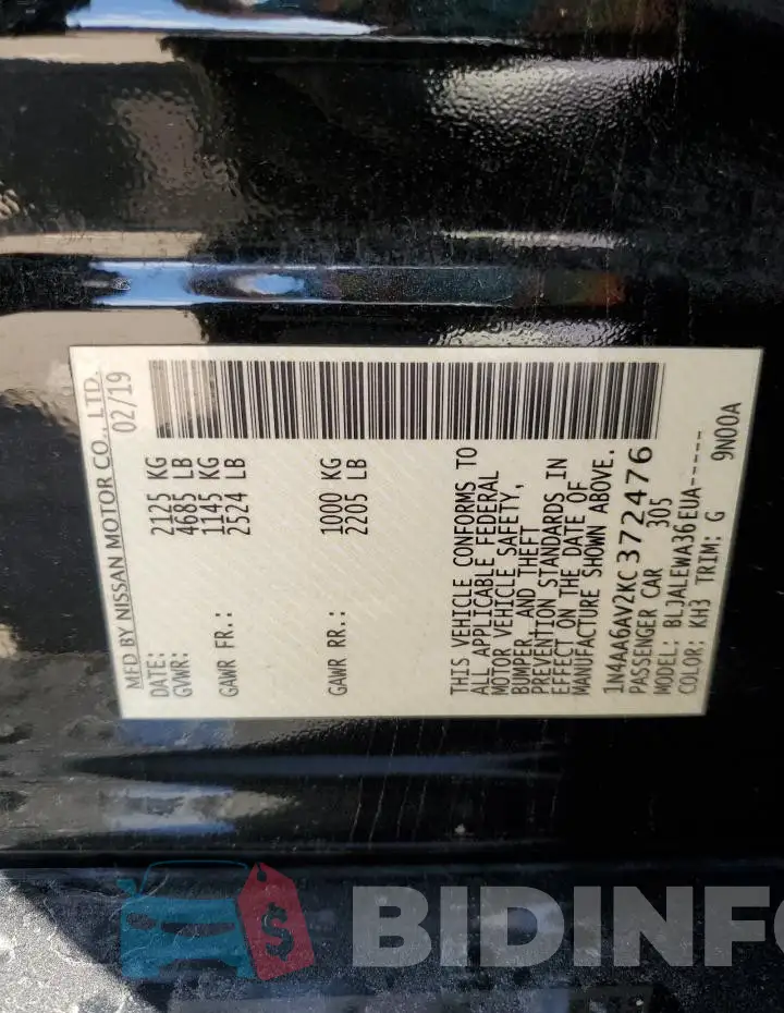 1N4AA6AV2KC372476 Photo# 12