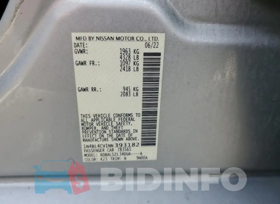 1N4BL4CV1NN393182 Photo# 13