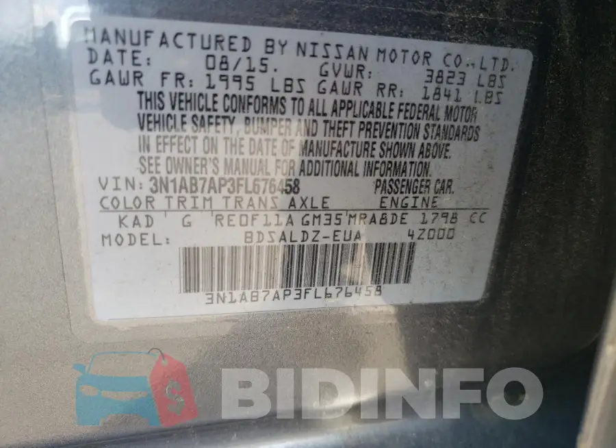 3N1AB7AP3FL676458 Photo# 12