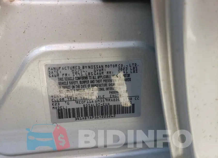 3N1AB7AP5GY225262 Photo# 12
