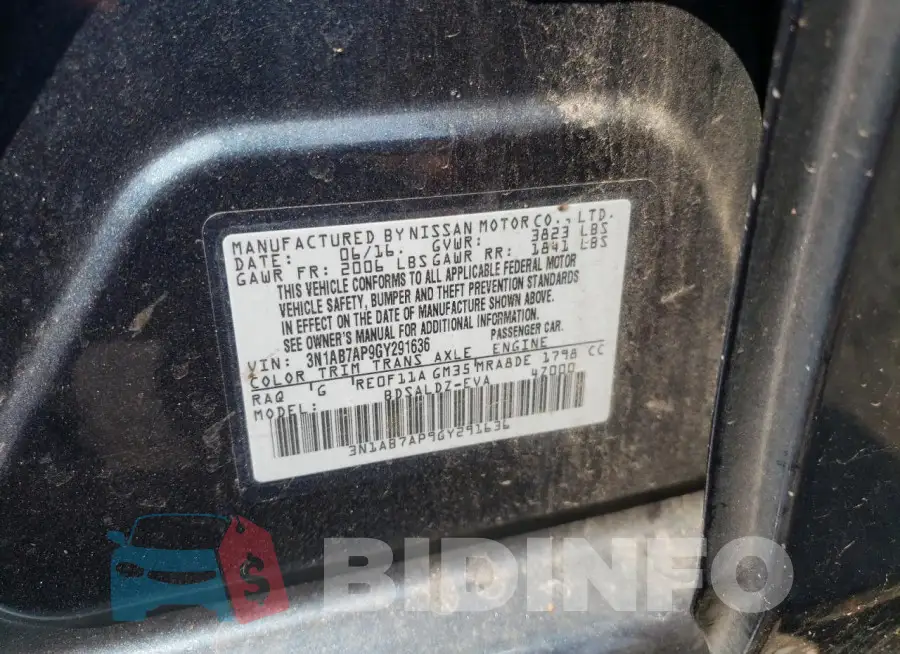 3N1AB7AP9GY291636 Photo# 12