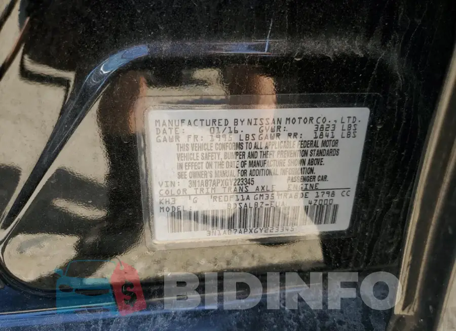 3N1AB7APXGY223345 Photo# 13