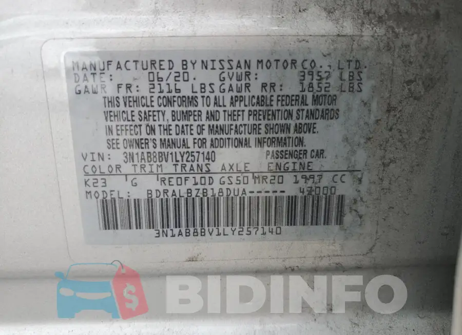 3N1AB8BV1LY257140 Photo# 12