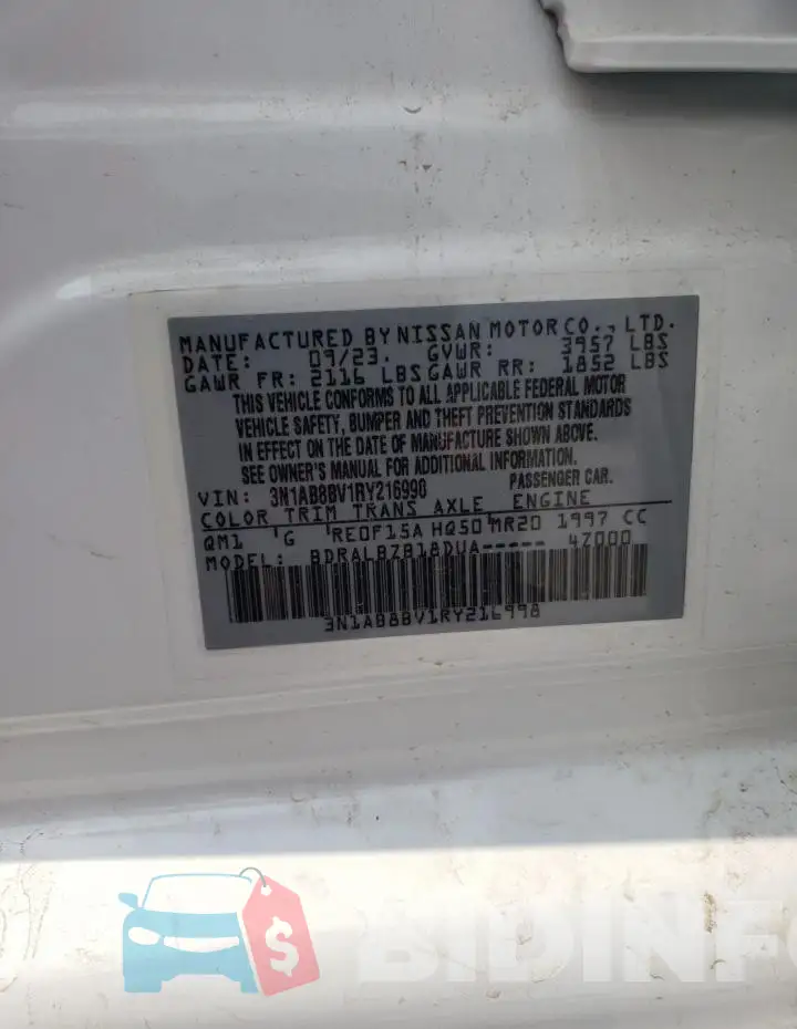 3N1AB8BV1RY216998 Photo# 12