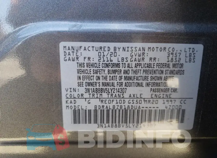 3N1AB8BV5LY214307 Photo# 12