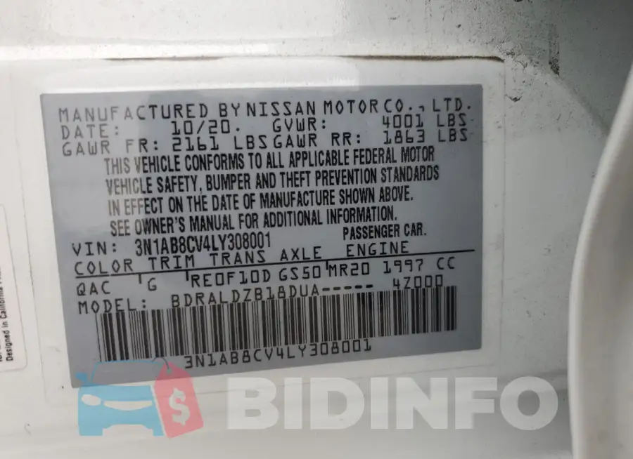 3N1AB8CV4LY308001 Photo# 12