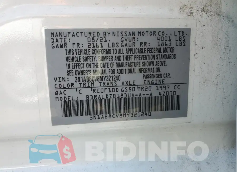 3N1AB8CV8MY321240 Photo# 14