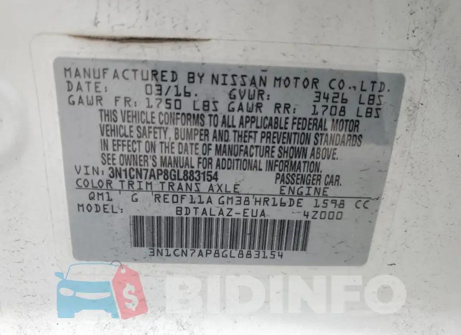 3N1CN7AP8GL883154 Photo# 12