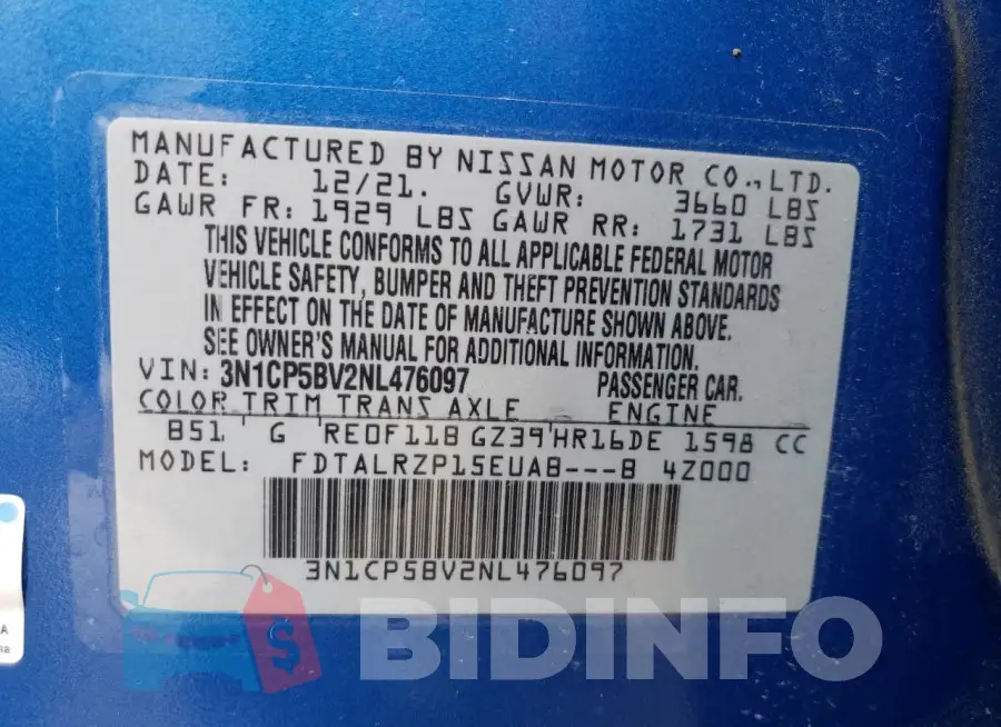 3N1CP5BV2NL476097 Photo# 13