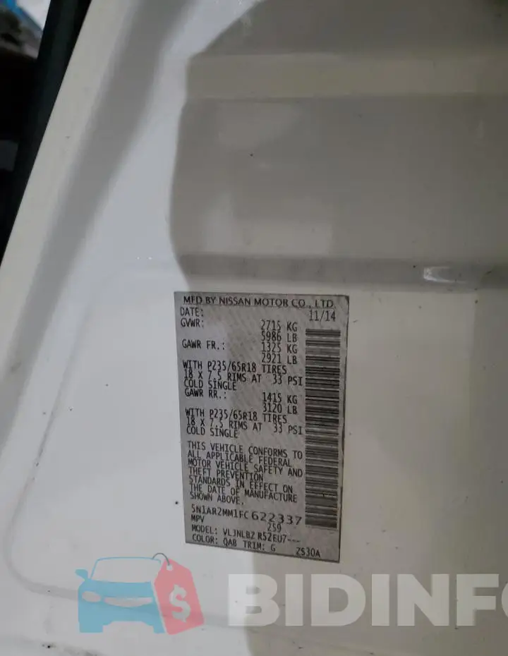 5N1AR2MM1FC622337 Photo# 13