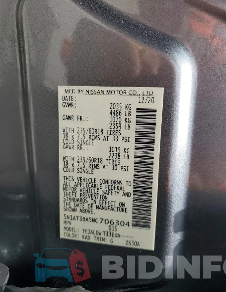 5N1AT3BA5MC706304 Photo# 14