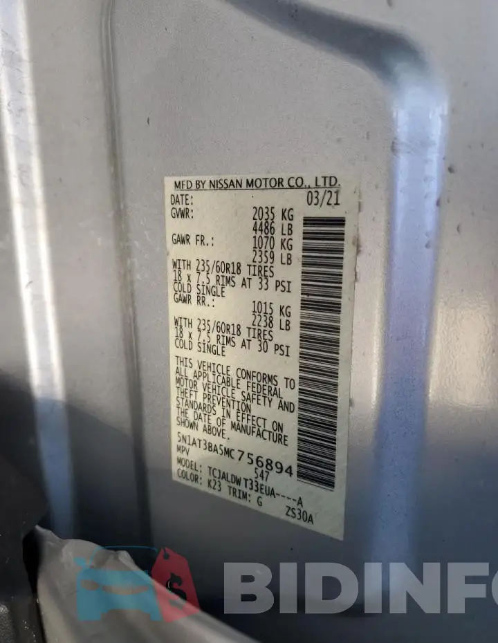 5N1AT3BA5MC756894 Photo# 14
