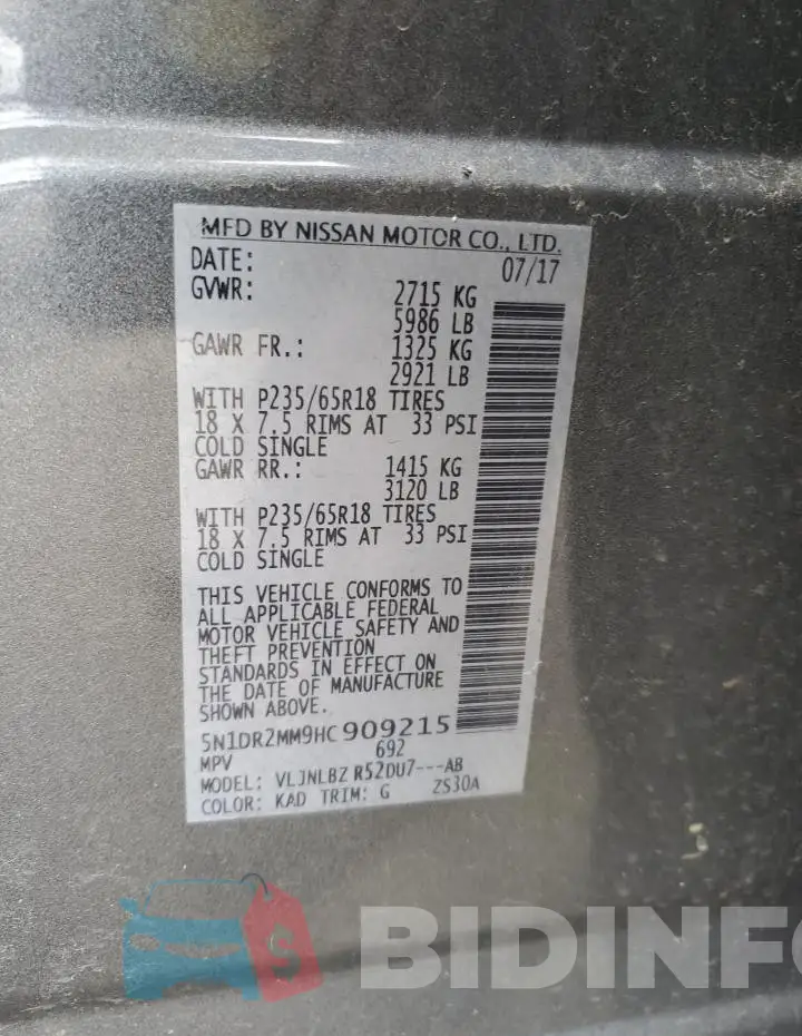 5N1DR2MM9HC909215 Photo# 12