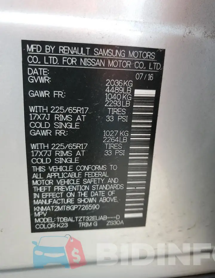 KNMAT2MT8GP726590 Photo# 13