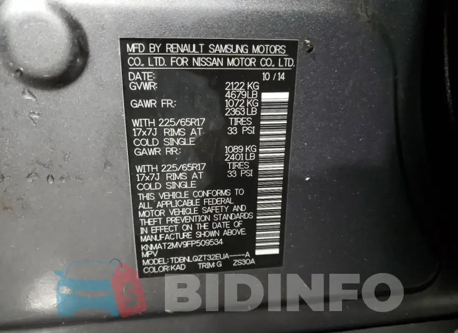 KNMAT2MV9FP509534 Photo# 13