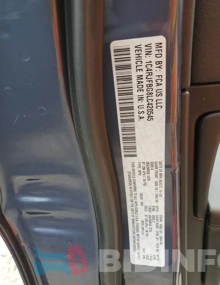 1C4RJFBG8LC420545 Photo# 14