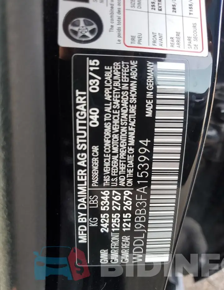 WDDLJ9BB3FA153994 Photo# 12