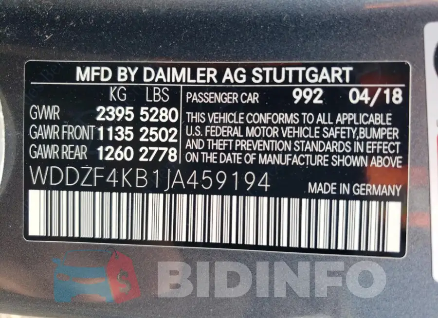 WDDZF4KB1JA459194 Photo# 13