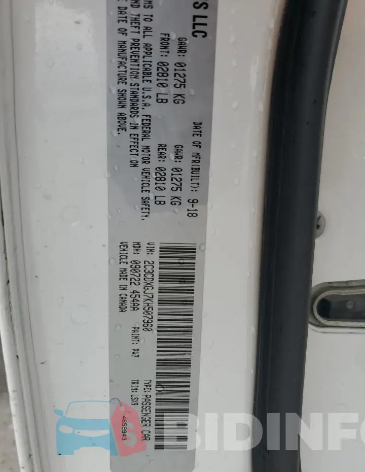 2C3CDXGJ7KH507960 Photo# 12