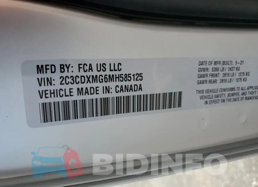 2C3CDXMG6MH585125 Photo# 13