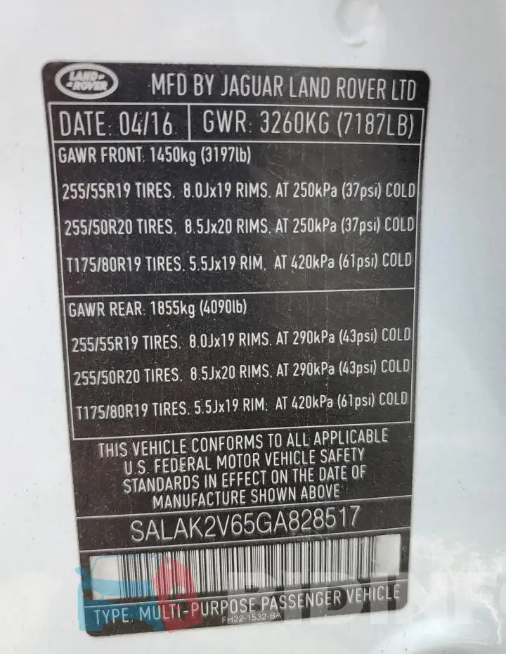 SALAK2V65GA828517 Photo# 13