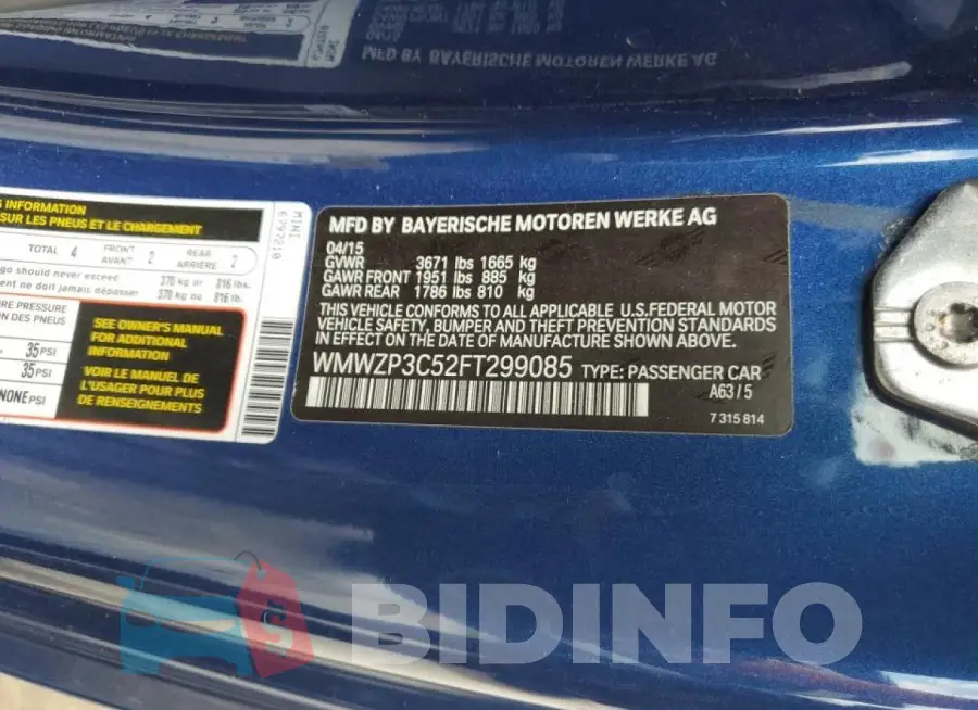 WMWZP3C52FT299085 Photo# 12