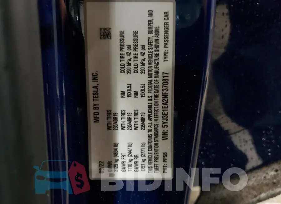 5YJ3E1EA2NF370817 Photo# 13