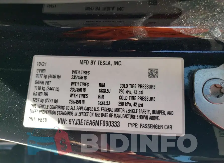 5YJ3E1EA6MF090333 Photo# 12