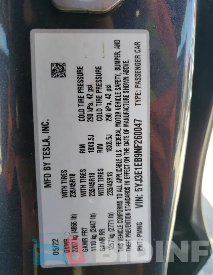 5YJ3E1EB9NF260047 Photo# 12