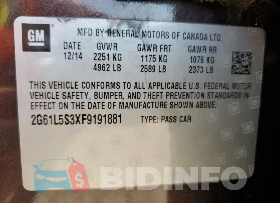2G61L5S3XF9191881 Photo# 12