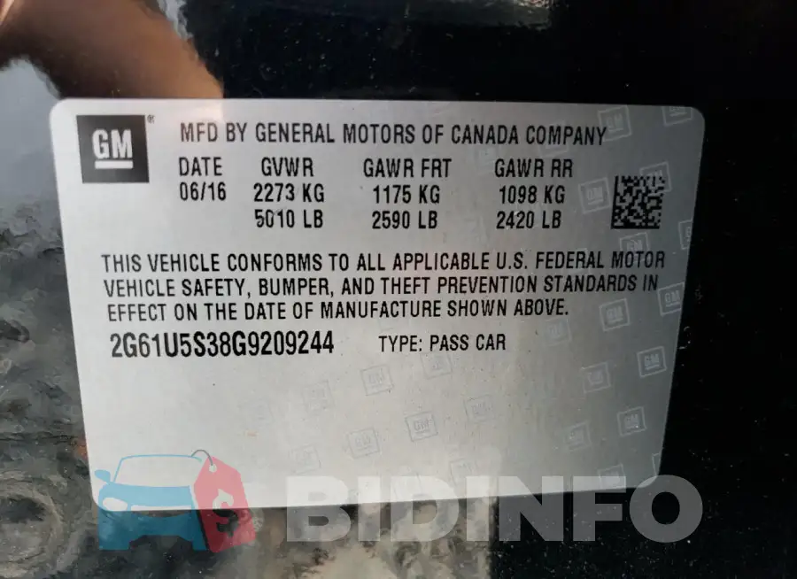 2G61U5S38G9209244 Photo# 12
