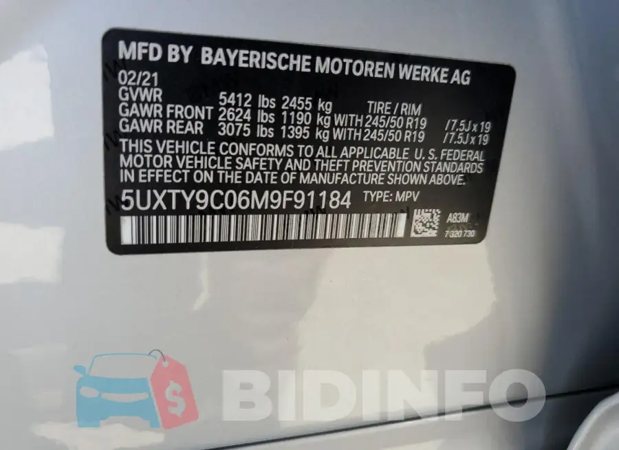 5UXTY9C06M9F91184 Photo# 13
