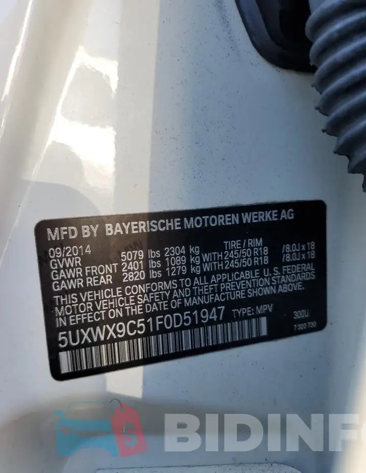 5UXWX9C51F0D51947 Photo# 14