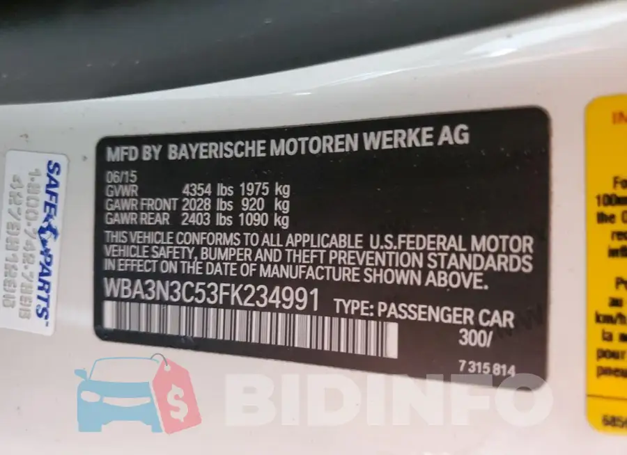 WBA3N3C53FK234991 Photo# 12