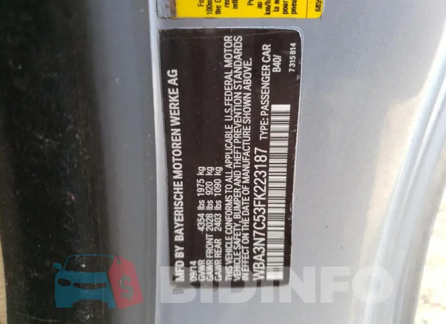 WBA3N7C53FK223187 Photo# 12