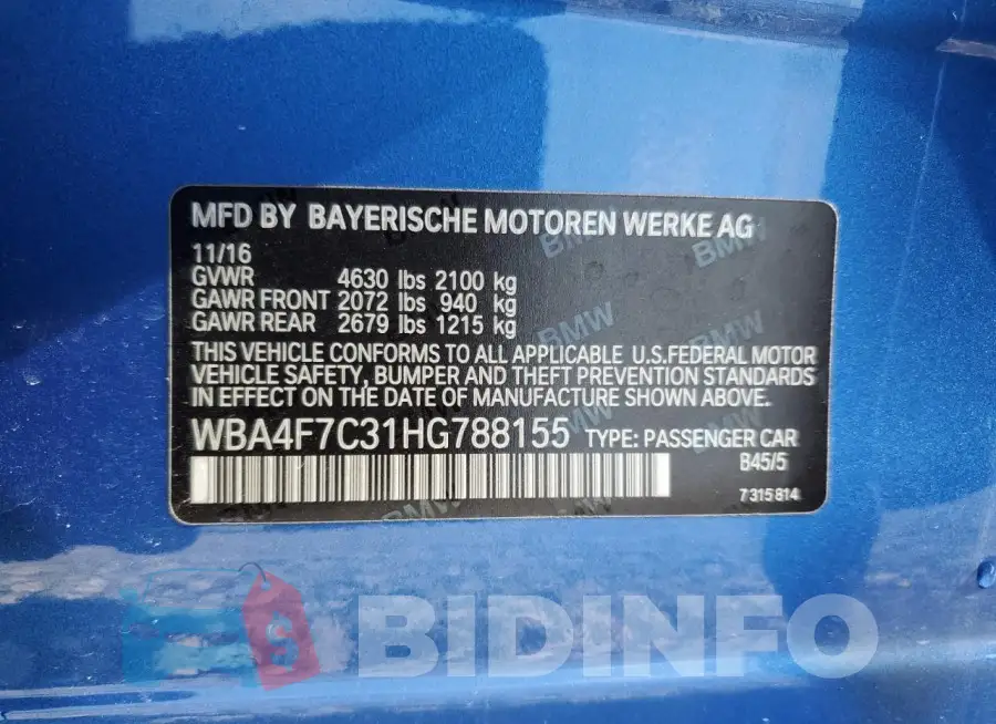 WBA4F7C31HG788155 Photo# 12