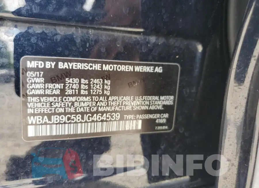 WBAJB9C58JG464539 Photo# 12