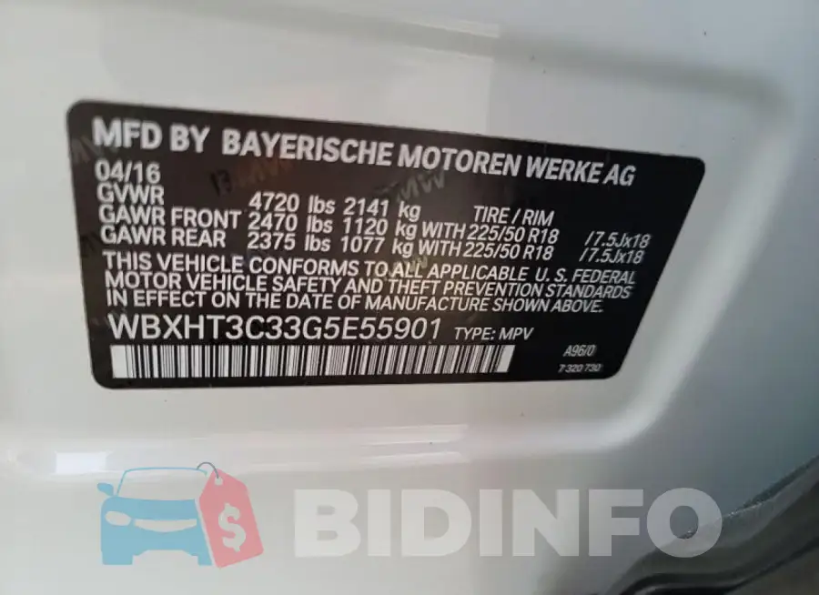 WBXHT3C33G5E55901 Photo# 10