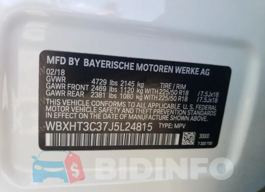 WBXHT3C37J5L24815 Photo# 12